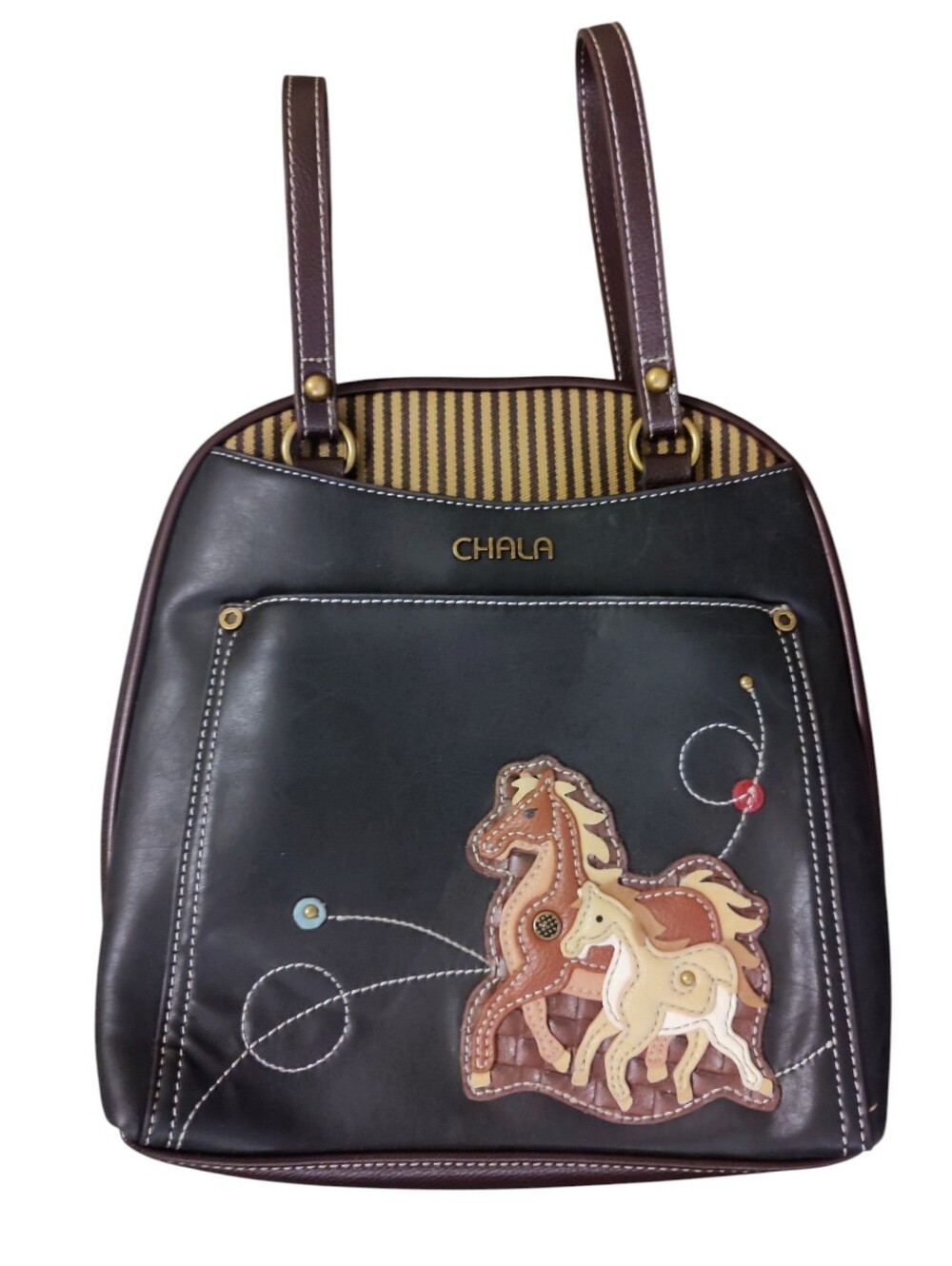 CHALA Convertible Backpack Purse Horse Family Faux Leather